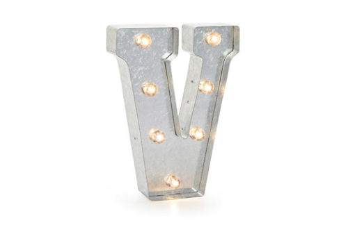 Galvanized Marquee Letter "V"