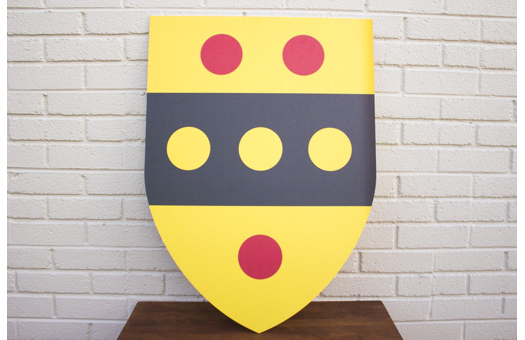 Sign Yellow Grey red yellow dots shield foam decoration