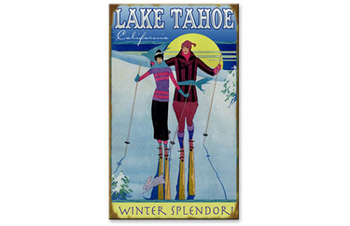 Ski Lake Tahoe Vintage Sign
