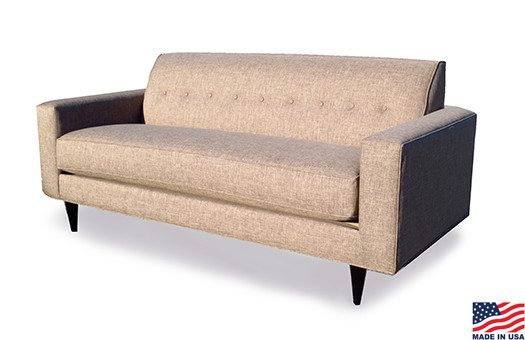 Tan sofa with a stylish retro feel great for corporate events and more