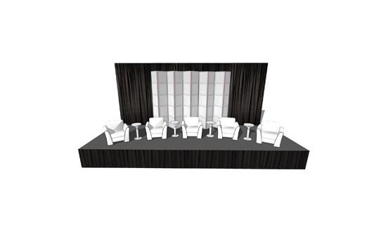 Stage set for conference events and more with included panel seating