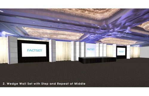 Wedgewall Stage Set w/ LCD TVs & Step & Repeat