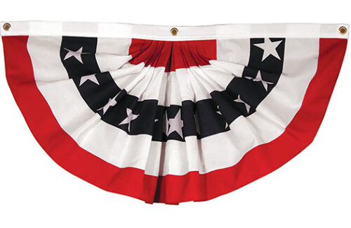 American Flag Bunting, Pleated with Stars, 3 ft