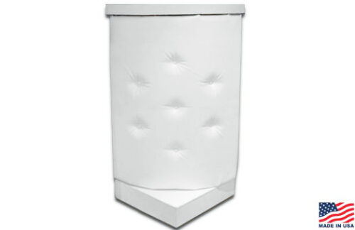 Tufted Button Bar Pedestal, White