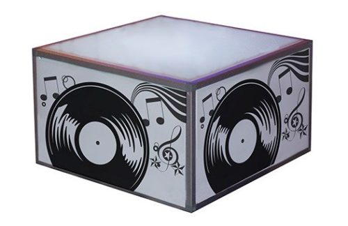 Lit Aluminum Coffee Table with Rock N Roll Sides