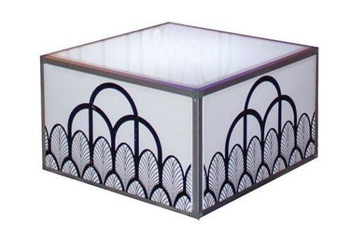 Lit Aluminum Coffee Table with Art Deco Sides