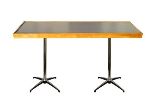 Brushed Metal and Natural Wood Communal Table