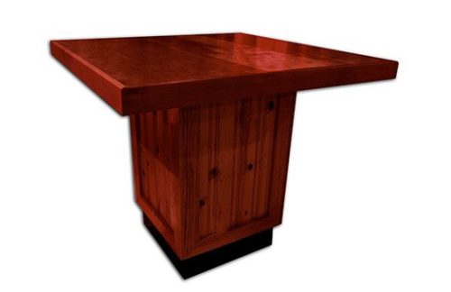 Knotty Pine Square High Table, Mahogany
