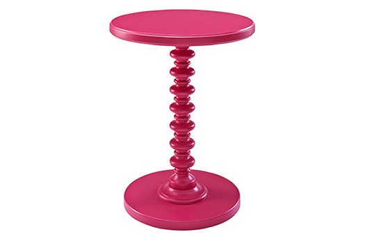 Pink Spindle End Table with round top and bottom and spindle post center perfect for special events