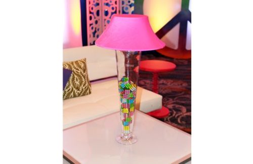 Trumpet Vase with Pink Shade and Puzzle Cubes