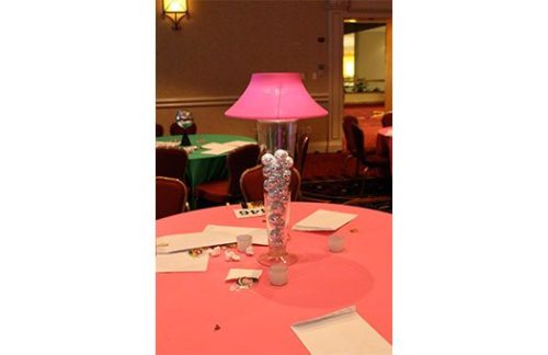 Trumpet Vase With Neon Shade & Disco Balls