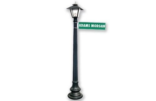 Lamp Post w/ Sign, Fluted with Square Lantern Top