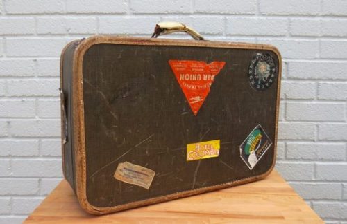 Vintage Carry-on w/ Stickers