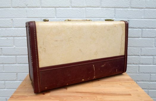 accessories luggage cream with burgundy large