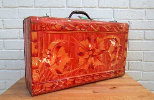 Vintage Red Polynesian Tin Case