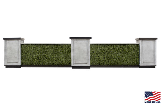 8 foot boxwood hedge granite bar fronts with granite countertops and granite pedestals in a square configuration