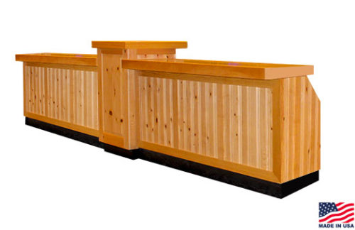 Knotty Pine Bar, Double w/ 1 Pedestal