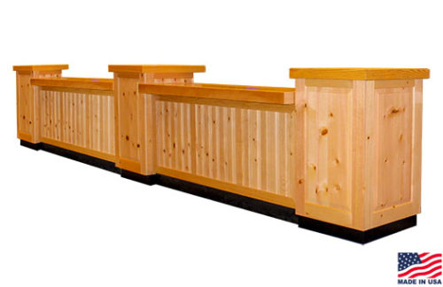 Knotty Pine Bar, Double w/ 3 Pedestals