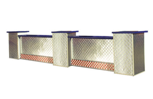 50's Diner Quilted Bar, Double w/ 3 Pedestals