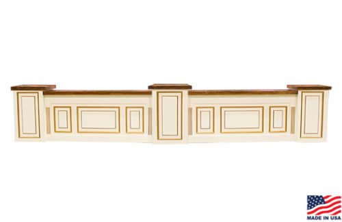 Versailles Gold & Winter White Bar, Double w/ 3 Pedestals