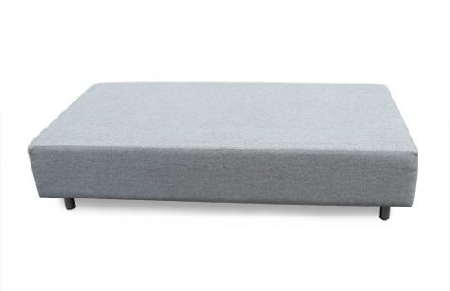 Grey sofa bench with round legs great for corporate events and more