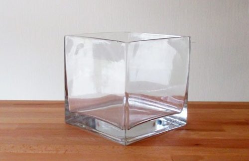 6" Clear Glass Cube Vase