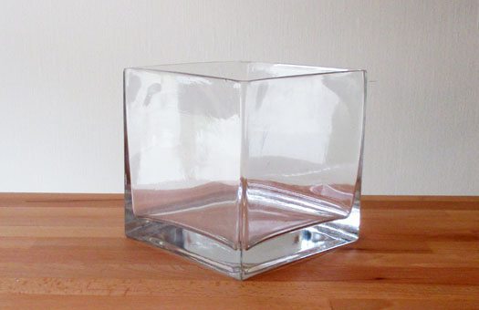 centerpiece clear glass cube