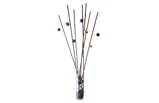 centerpiece reed with blue silver balls large
