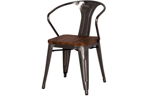 Metro Metal Armchair | Wood Seat