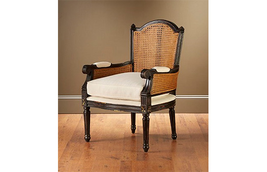 chairs cane arm chair black wood antique white cushion 10634 43689 BK large