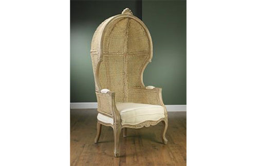 Blonde Cane Back Hooded Chair