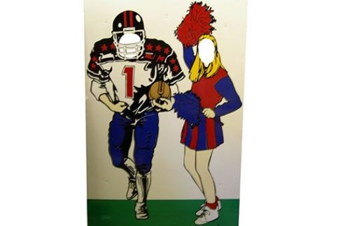 Football Player with Cheerleader Photo Op