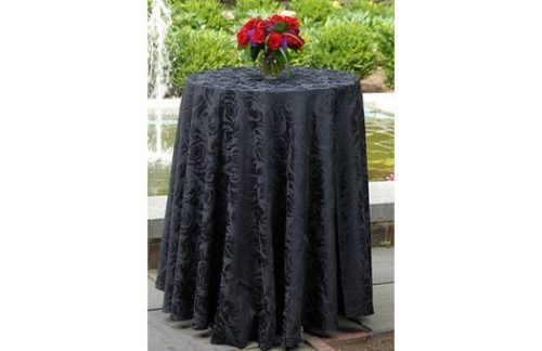 90"Round, Damask Black