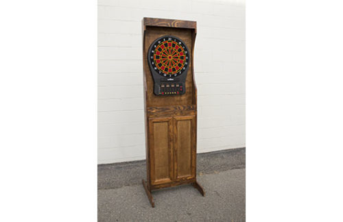 Dart Board in Wooden Cabinet