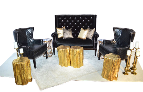 Settee Black and Gold Seating Group