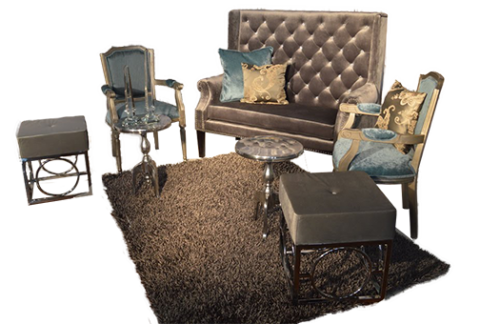 Settee Gray and Turquoise Seating Group