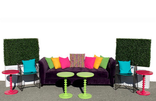 Purple Lounge and Multi-Color Seating Group