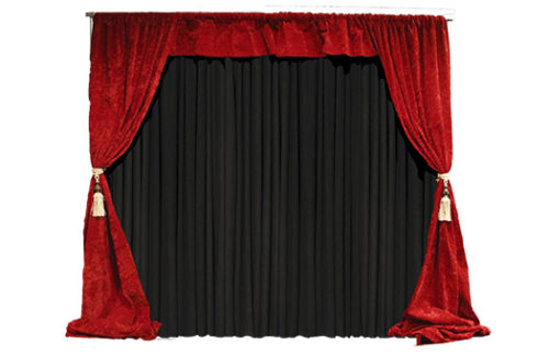Crushed Velvet Drape Swags, Red w/Black Back 14' H x 10' W Drape Kit