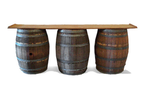 Barrel Bar with Wooden Plank