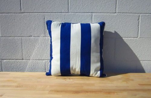 Blue and White Striped Pillow