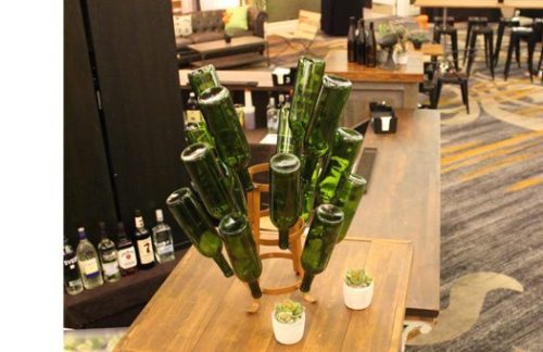 Bottle Drying Rack w/ Green Bottles