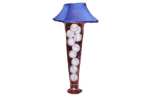 Blue Lamp Shade & Baseballs