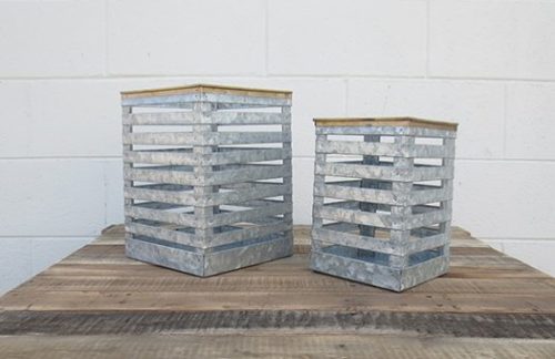 Galvanized Slatted Lantern Set of 2