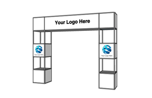 Meeting Cube Column Archway w/ Shelves, Brandable