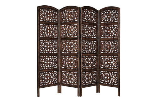 Moroccan Indian Hand Carved Wood Divider Screen