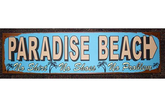 sign beach Paradise beach tin 19x4 event decor rental NOVA Large