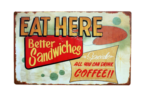 Vintage, Diner, "Eat Here" Sign