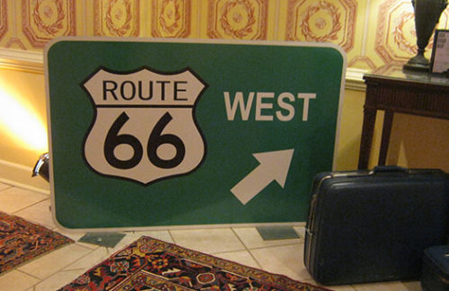 Route 66 Sign, "West", Metal