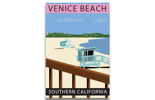 sign travel Venice Beach poster event decor rental NOVA large