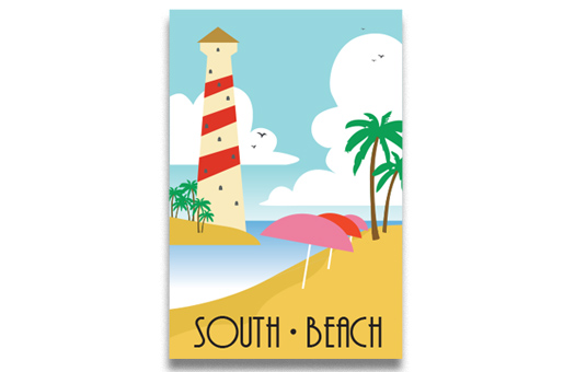 sign travel south beach poster event decor rental large